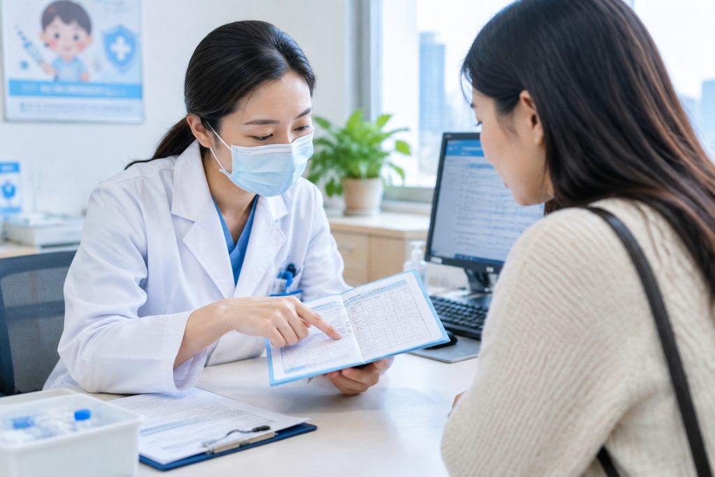 vaccination records check for foreigners - medical illustration