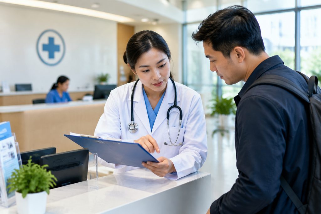 is hospital registered with health burea - medical illustration