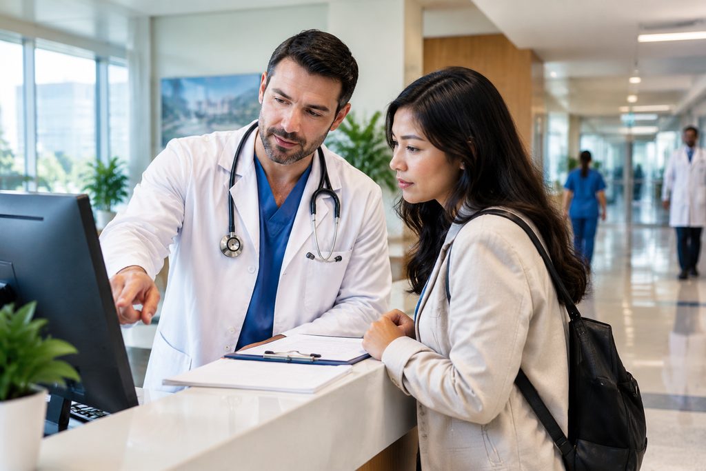 verify the doctor works at the hospital - medical illustration