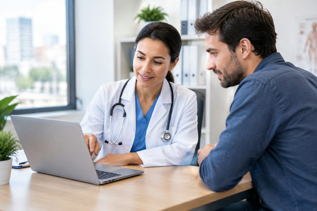 verify doctor official hospital website - medical illustration