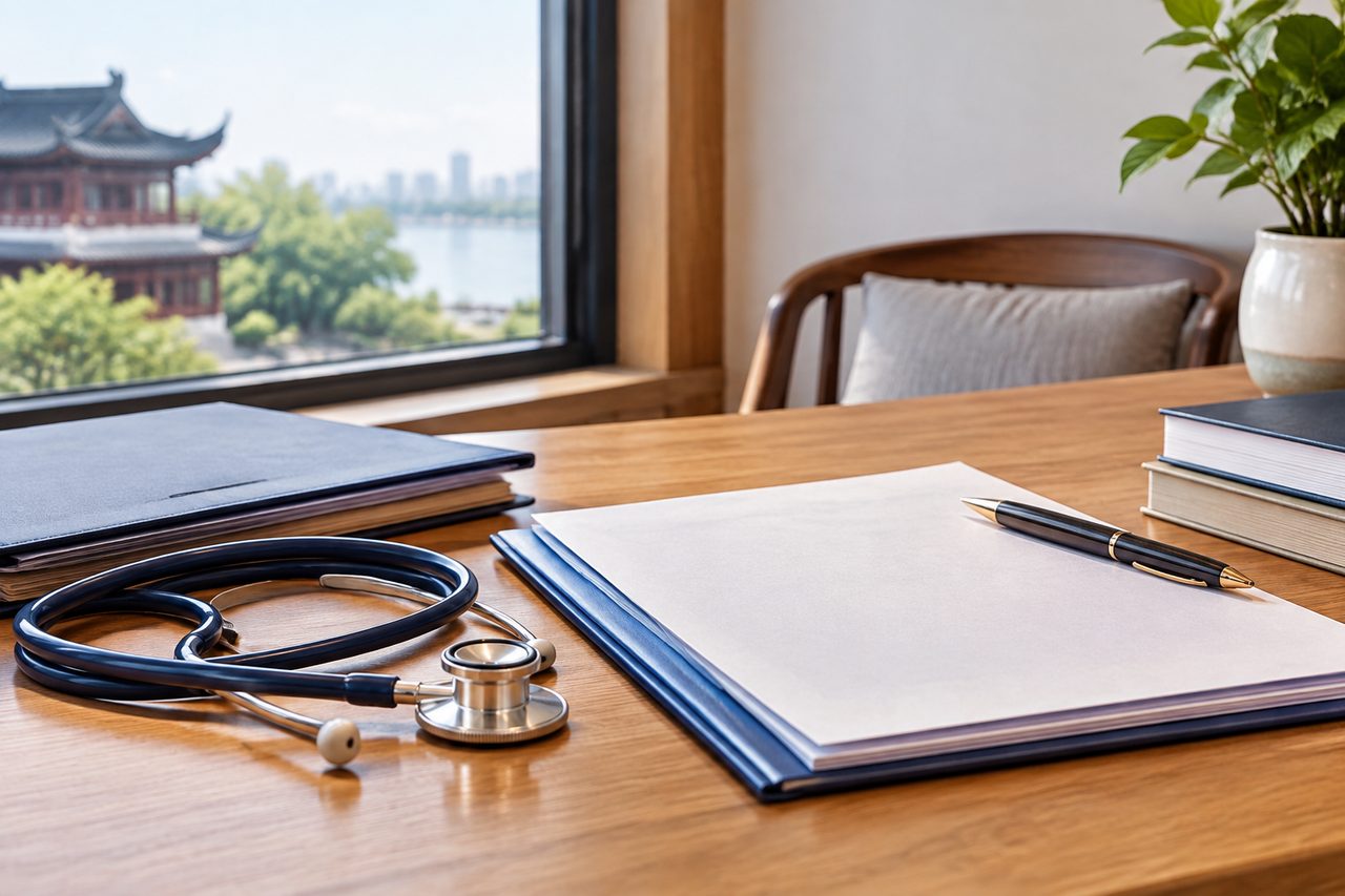 Illustrative care-planning scene; not a photograph of a patient case or medical device.