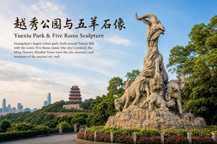 Yuexiu Park & Five Rams Sculpture