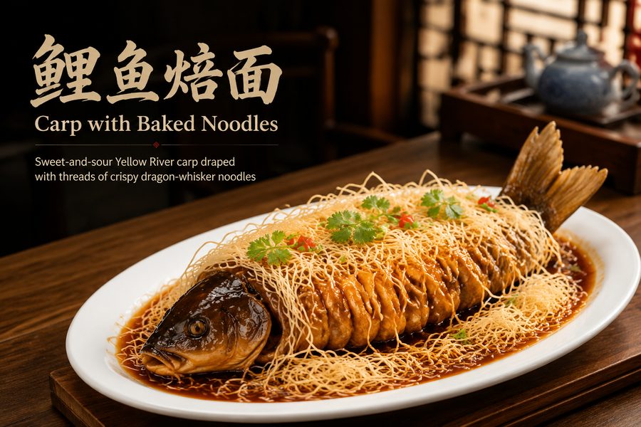Carp with Baked Noodles